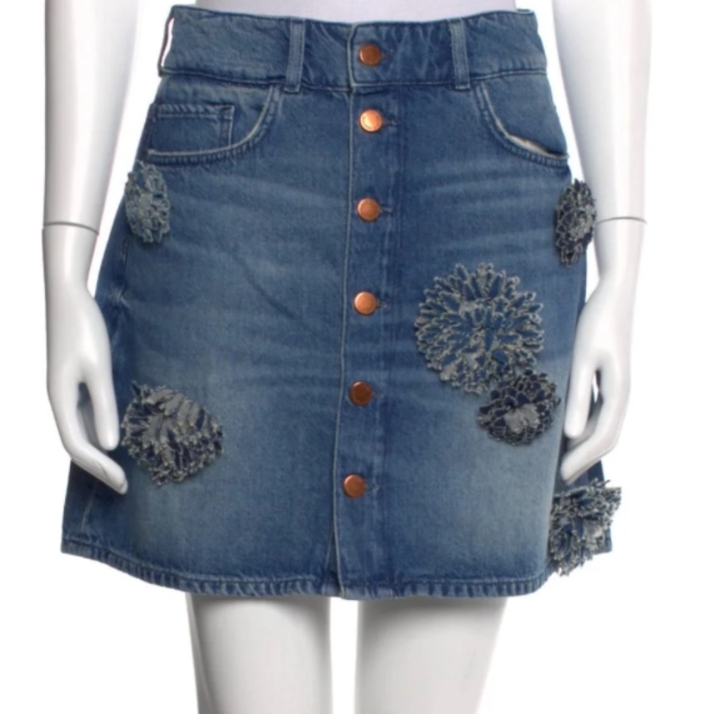 Triarchy  DENIM SKIRT WITH Floral accents